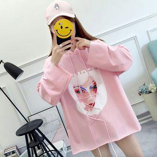 Face Print Lace-up Hoodie