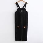 Bear Embroidered Pinafore Jumpsuit