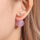 Rhinestone Bead Through & Through Earring (3 Pairs) Type 01 - 10591 - 3 Pairs - Purple & Pink & Rose Gold - One Size
