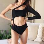 Long-sleeve One Shoulder Swimsuit