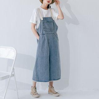 Denim Midi A-line Overall Dress