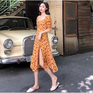 Slited Floral Midi Dress