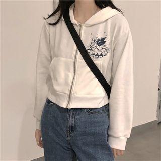 Angle Print Zip-up Hoodie