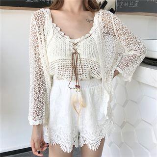 Crochet Camisole Top / Shorts / Light Lace Cardigan