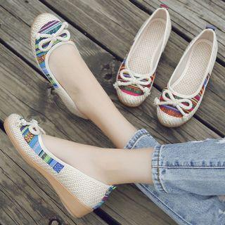 Woven Paneled Wedge Heel Pumps