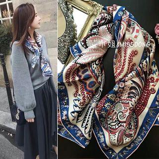 Printed Neck Scarf Blue - One Size