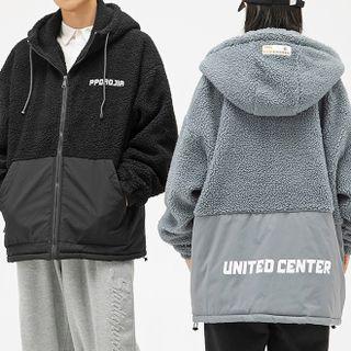 Long-sleeve Embroidered Panel Fleece Jacket