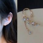 Faux Crystal Fringed Earring 0232a - 1 Pc - Gold - Ear Cuff - One Size