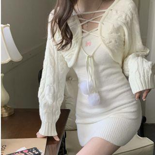 Spaghetti Strap Sheath Dress / Crop Cardigan