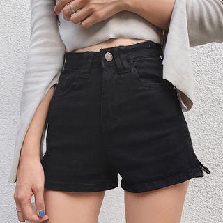 Zip-up Side Denim Shorts