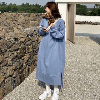 Slit Midi Pullover Dress Blue - One Size
