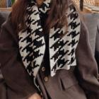 Houndstooth Knit Scarf Black - One Size
