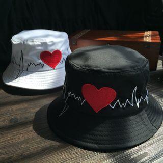Heart Embroidered Bucket Hat