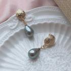Faux Pearl Raindrop Shape Earrings 1 Pair - Gray - One Size