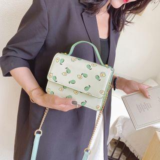 Avocado Print Faux Leather Crossbody Bag