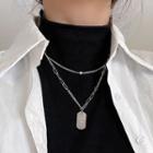 Tag Pendant Layered Alloy Choker Necklace Silver - One Size