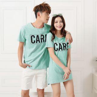 Couple Matching Lettering Short-sleeve T-shirt / T-shirt Dress