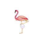 Fashion And Elegant Enamel Flamingo Freshwater Pearl Brooch Golden - One Size
