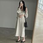Spaghetti-strap Midi A-line Dress / Shirt