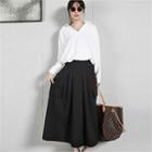 Pocket-side Maxi Flare Skirt Black - One Size
