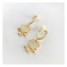 Lock Rhinestone Alloy Dangle Earring 1 Pair - Clip-on Earrings - Gold - One Size