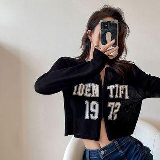 Lettering Zip Cropped T-shirt