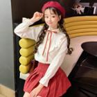 Ruffle Trim Corduroy Blouse