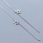 925 Sterling Silver Star Fringed Earring S925 Silver - Threader Earring - Hollow Star - One Size