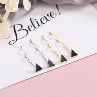 925 Sterling Silver Triangle Swirl Dangle Earring