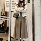 Button-up Jacket / Pleated A-line Skirt