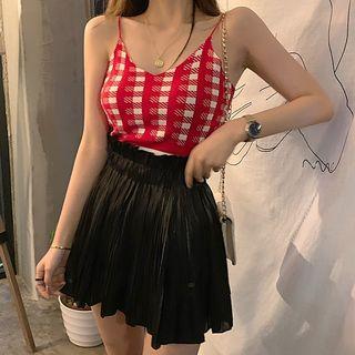Plaid Camisole Top / High Waist Mini Skirt