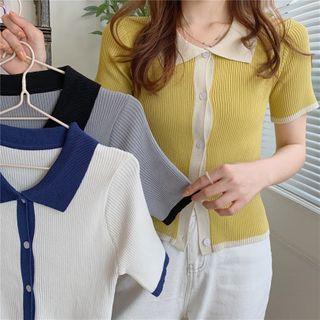 Short-sleeve Collar Cardigan