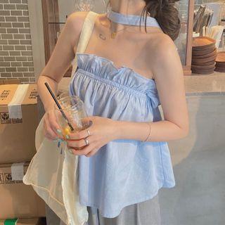 Halter Frill Trim Blouse