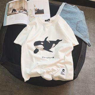 Short-sleeve Whale Printed T-shirt