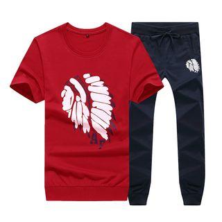 Set: Printed Short-sleeve T-shirt + Sweatpants