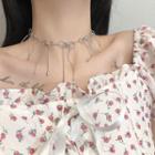 Bow Fringed Alloy Choker Silver - One Size
