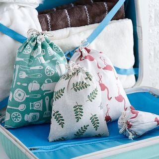 Set Of 1 / 2 / 5 : Print Drawstring Bag