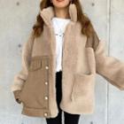 Fleece Open Front Coat Brown - One Size