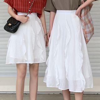 Ruffle Trim A-line Skirt / Midi A-line Skirt