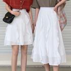 Ruffle Trim A-line Skirt / Midi A-line Skirt