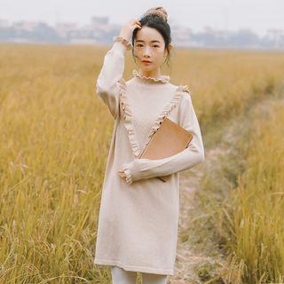 Ruffle-trim Long Sleeve Knit Dress