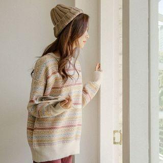 Nordic-pattern Furry Sweater