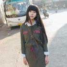 Long-sleeve Drawstring Dress