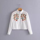 Flower Embroidered Cropped Blouse
