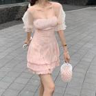 Ruffle Hem Short-sleeve A-line Dress / Sleeveless Dress