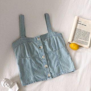 Plain Single-breasted Slim-fit Tank Top