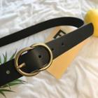 Double Hoop Faux Leather Belt Black - 105cm