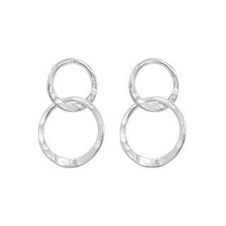 Silver Dual Hoop Earrings One Size