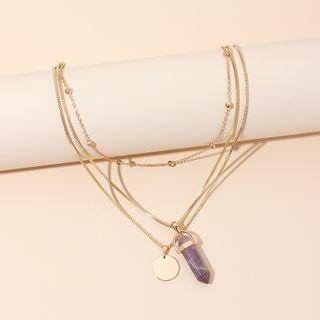 Gemstone Layered Necklace Gold - One Size