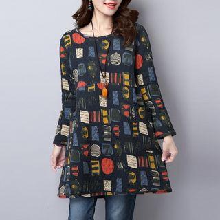 Long-sleeve Padded A-line Dress